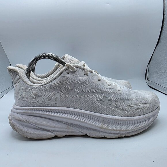 Hoka One One Clifton 9 Womens Size 8 B Triple White Athletic Shoes Running Walk - Picture 12 of 13
